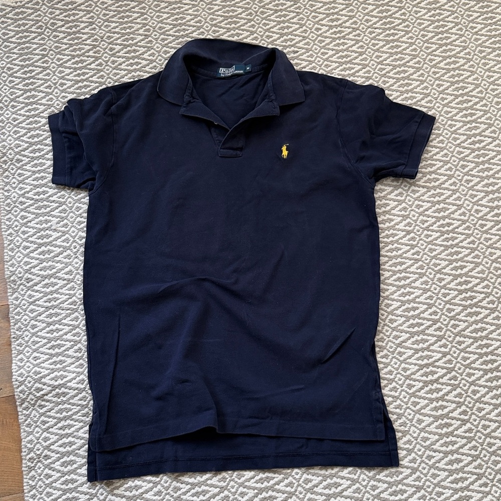 Polo by Ralph Lauren Men's Polo Shirt in Black with Purple Logo